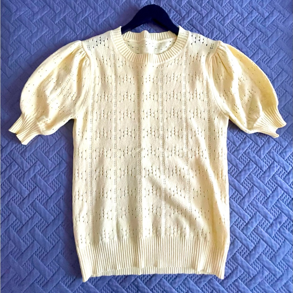 Foshow Womens Puff Short Sleeve Sweater